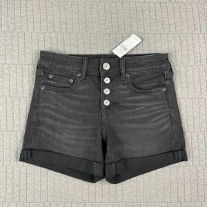 American Eagle Shorts Women 2 Black Next Level Stretch Denim Jean Button Fly NWT